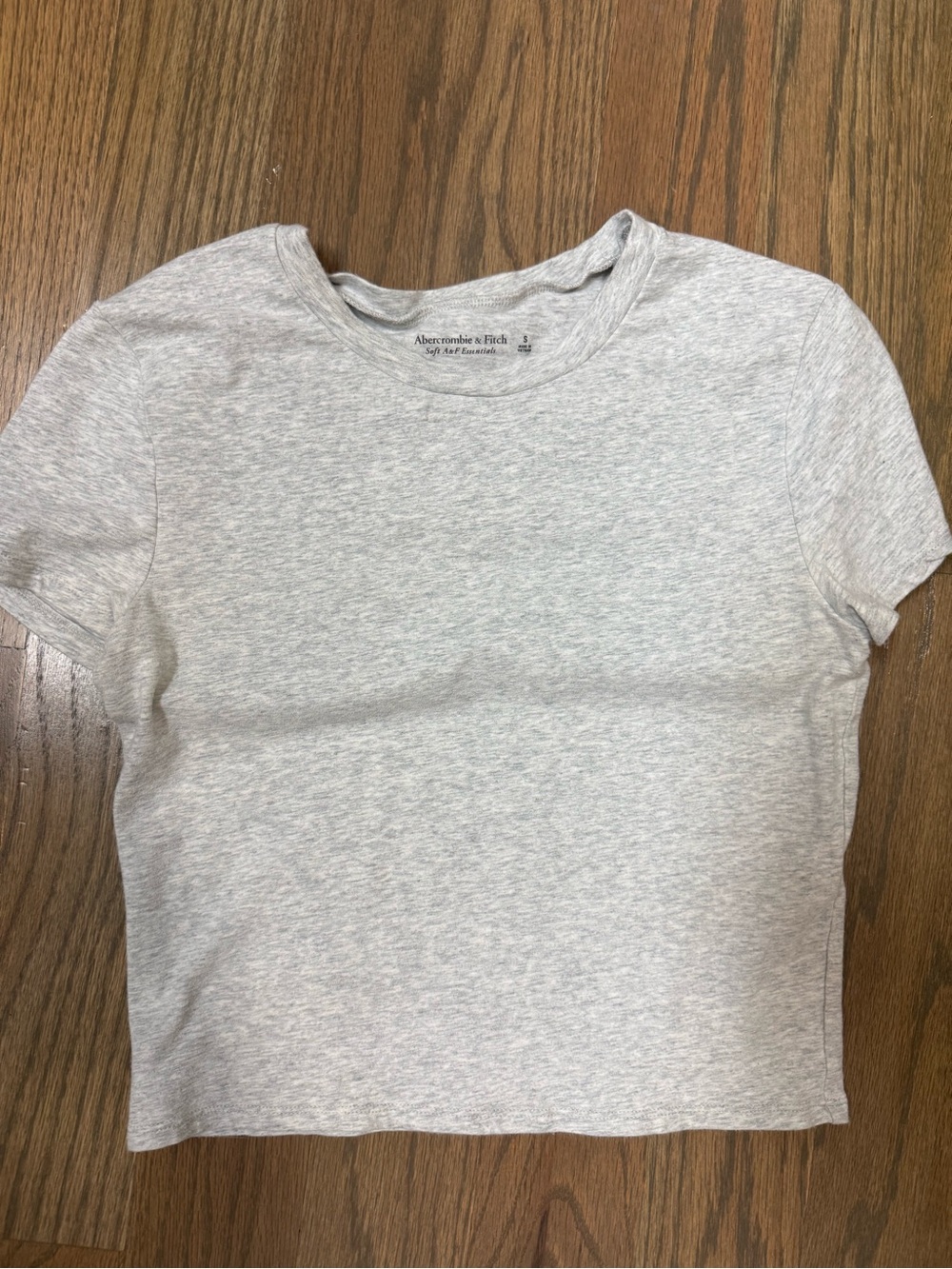 Abercrombie & Fitch Heather Gray Cropped Crew Tee